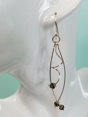 Unique Argentium Silver (tarnish resistant) Swirly Dangle Beaded Earrings