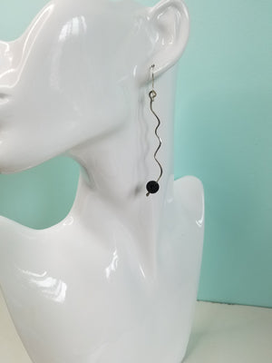 Lava Bead Diffuser Dangle Earrings Hand Sculpted in Argentium Silver (tarnish resistant) Wire