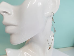 Unique Argentium Silver (tarnish resistant) Long Swirly Dangle Beaded Earrings