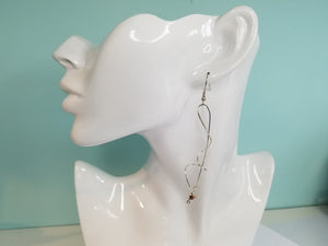 Unique Argentium Silver (tarnish resistant) Long Swirly Dangle Beaded Earrings