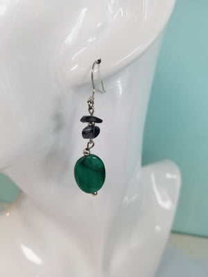 Malachite and Snowflake Jasper Dangle Earrings