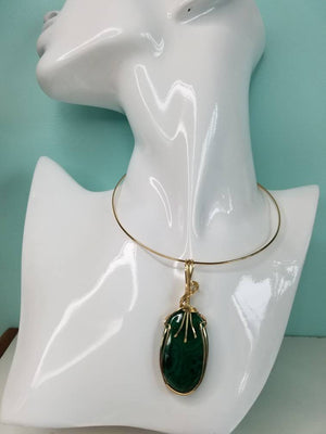 Stunning Designer Green Malachite Gemstone Pendant