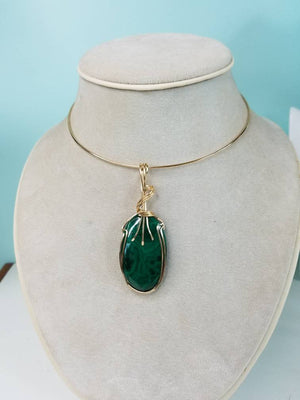 Stunning Designer Green Malachite Gemstone Pendant