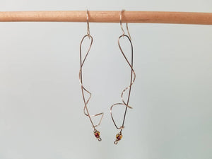 Unique Argentium Silver (tarnish resistant) Long Swirly Dangle Beaded Earrings
