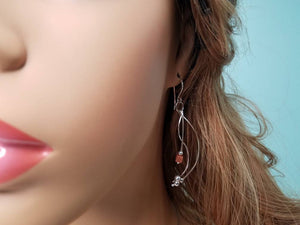 Sterling Sliver .925 Swoopy Earrings with Brown Goldstone drop