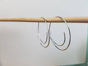 Large Open Swirl Minimalist Threader Earrings hand sculpted in Argentium Silver (tarnish resistant) Wire or 14kt Gold Filled Wire