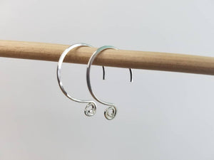 Small Hoop Spiral Minimalist Threader Earrings hand sculpted in Argentium Silver (tarnish resistant) Wire or 14 kt Gold Filled Wire