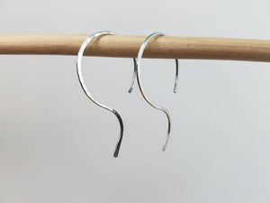 Hoop Swirl Minimalist Threader Earrings hand sculpted in Argentium Silver (tarnish resistant) Wire or 14 kt Gold Filled Wire