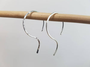 Hoop Swirl Minimalist Threader Earrings hand sculpted in Argentium Silver (tarnish resistant) Wire or 14 kt Gold Filled Wire