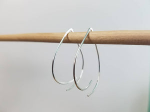 Teardrop Minimalist Threader Earrings hand scuplted in Argentium Silver (tarnish resistant)