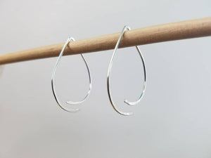 Teardrop Minimalist Threader Earrings hand scuplted in Argentium Silver (tarnish resistant)