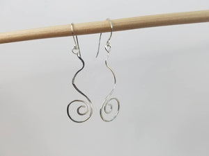 Argentium Silver (tarnish resistant) Swirly Dangle Earrings