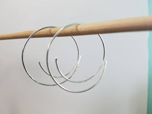 Large Open Swirl Minimalist Threader Earrings hand sculpted in Argentium Silver (tarnish resistant) Wire or 14kt Gold Filled Wire