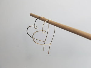 Heart Shaped Minimalist Threader Earrings hand sculpted in 14kt Gold Filled Wire