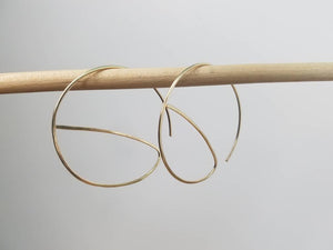 Unique Hoop Minimalist Threader Earrings hand sculpted in 14kt Gold Filled Wire