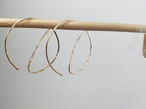 Unique Hoop Minimalist Threader Earrings hand sculpted in 14kt Gold Filled Wire