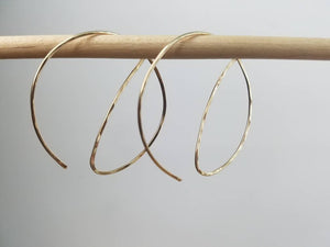 Unique Hoop Minimalist Threader Earrings hand sculpted in 14kt Gold Filled Wire
