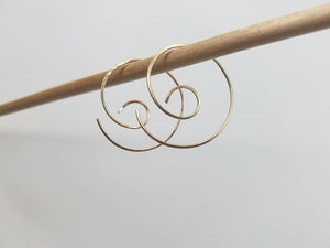 Nautilus Swirl Minimalist Threader Earrings hand sculpted in 14kt Gold Filled Wire