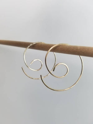 Nautilus Swirl Minimalist Threader Earrings hand sculpted in 14kt Gold Filled Wire