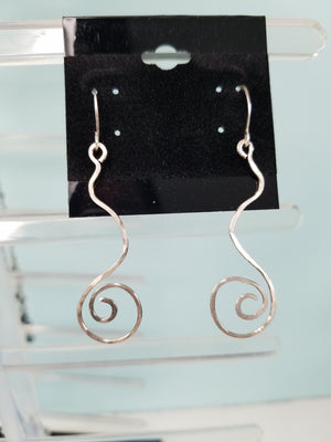 Argentium Silver (tarnish resistant) Swirly Dangle Earrings