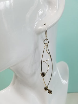Unique Argentium Silver (tarnish resistant) Swirly Dangle Beaded Earrings
