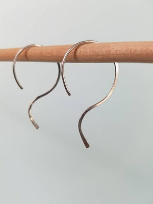 Hoop Swirl Minimalist Threader Earrings hand sculpted in Argentium Silver (tarnish resistant) Wire or 14 kt Gold Filled Wire