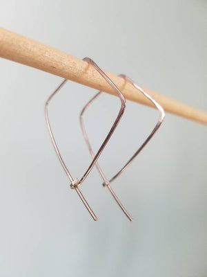 Kite Shape Minimalist Threader Earrings hand sculpted in Argentium Silver (tarnish resistant)