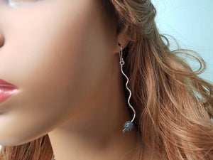Lava Bead Diffuser Dangle Earrings Hand Sculpted in Argentium Silver (tarnish resistant) Wire