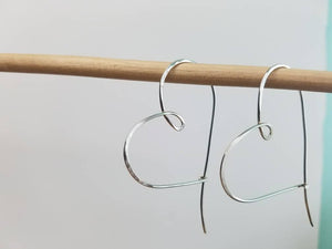Heart Shaped Minimalist Threader Earrings hand sculpted in Argentium Silver (tarnish resistant)