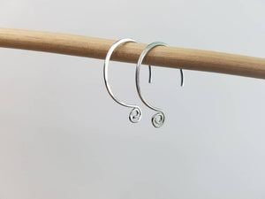 Small Hoop Spiral Minimalist Threader Earrings hand sculpted in Argentium Silver (tarnish resistant) Wire or 14 kt Gold Filled Wire