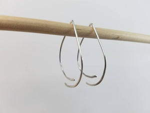 Teardrop Minimalist Threader Earrings hand scuplted in Argentium Silver (tarnish resistant)