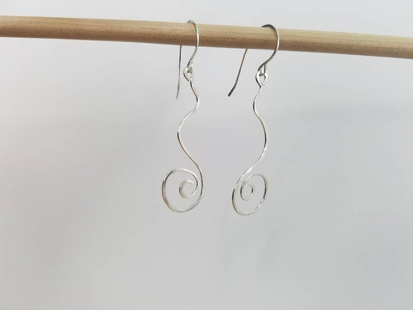 Argentium Silver (tarnish resistant) Swirly Dangle Earrings