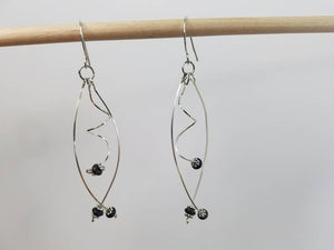Unique Argentium Silver (tarnish resistant) Swirly Dangle Beaded Earrings