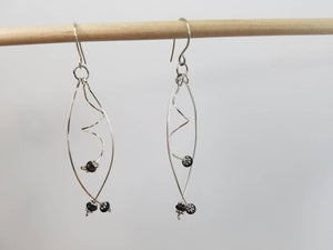Unique Argentium Silver (tarnish resistant) Swirly Dangle Beaded Earrings