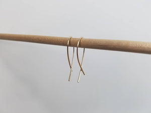 Criss Cross Sleeper Earrings - Minimalist Threader Earrings hand sculpted in 14kt Gold Filled Wire