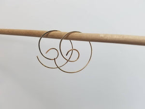 Nautilus Swirl Minimalist Threader Earrings hand sculpted in 14kt Gold Filled Wire