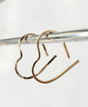 Tiny Heart Shaped Minimalist Threader Earrings hand sculpted in 14kt Gold Filled Wire