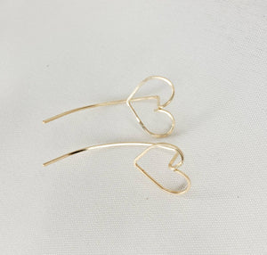 Tiny Heart Shaped Minimalist Threader Earring Jackets hand sculpted in 14kt Gold Filled Wire