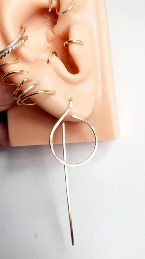 Small Circle Shaped Minimalist Threader Earring Jackets hand sculpted in 14kt Gold Filled Wire