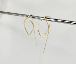 Small Leaf Shaped Minimalist Threader Earring Jackets hand sculpted in 14kt Gold Filled Wire