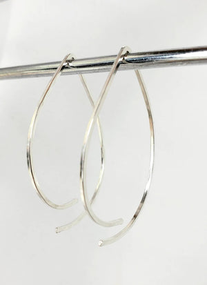 Teardrop Minimalist Threader Earrings hand scuplted in Argentium Silver (tarnish resistant)