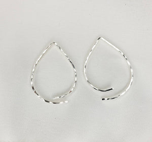 Teardrop Minimalist Threader Earrings hand scuplted in Argentium Silver (tarnish resistant)