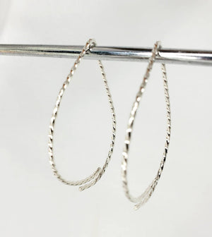 Teardrop Minimalist Twisted Wire Threader Earrings hand scuplted in Argentium Silver (tarnish resistant)