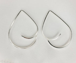 Teardrop Swoop Minimalist Threader Earrings hand scuplted in Argentium Silver (tarnish resistant)