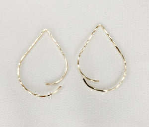 TearDrop Style Minimalist Threader Earrings hand sculpted in 14kt Gold Filled Wire