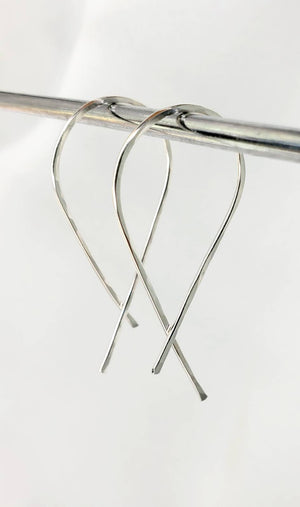 Criss Cross Minimalist Threader Earrings hand sculpted in Argentium Silver (tarnish resistant)