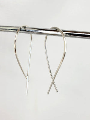 Criss Cross Minimalist Threader Earrings hand sculpted in Argentium Silver (tarnish resistant)