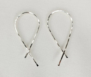 Criss Cross Minimalist Threader Earrings hand sculpted in Argentium Silver (tarnish resistant)