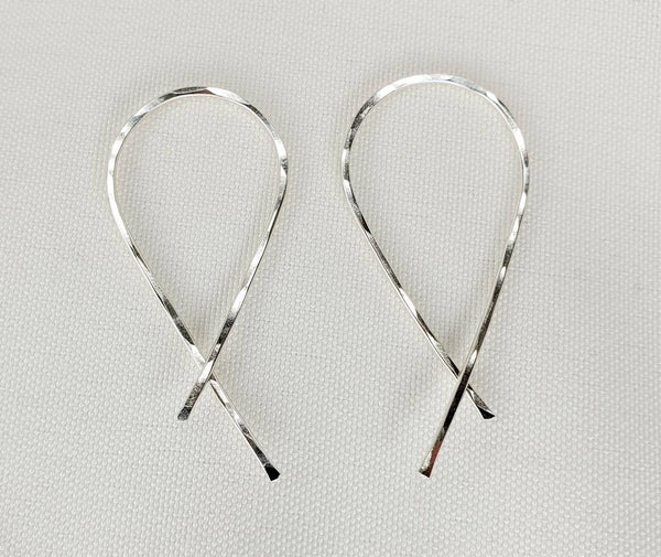 Criss Cross Minimalist Threader Earrings hand sculpted in Argentium Silver (tarnish resistant)