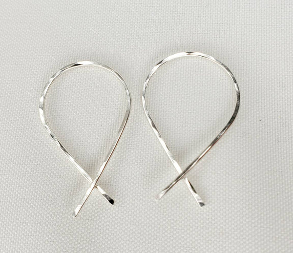 Criss Cross Minimalist Threader Earrings hand sculpted in Argentium Silver (tarnish resistant)